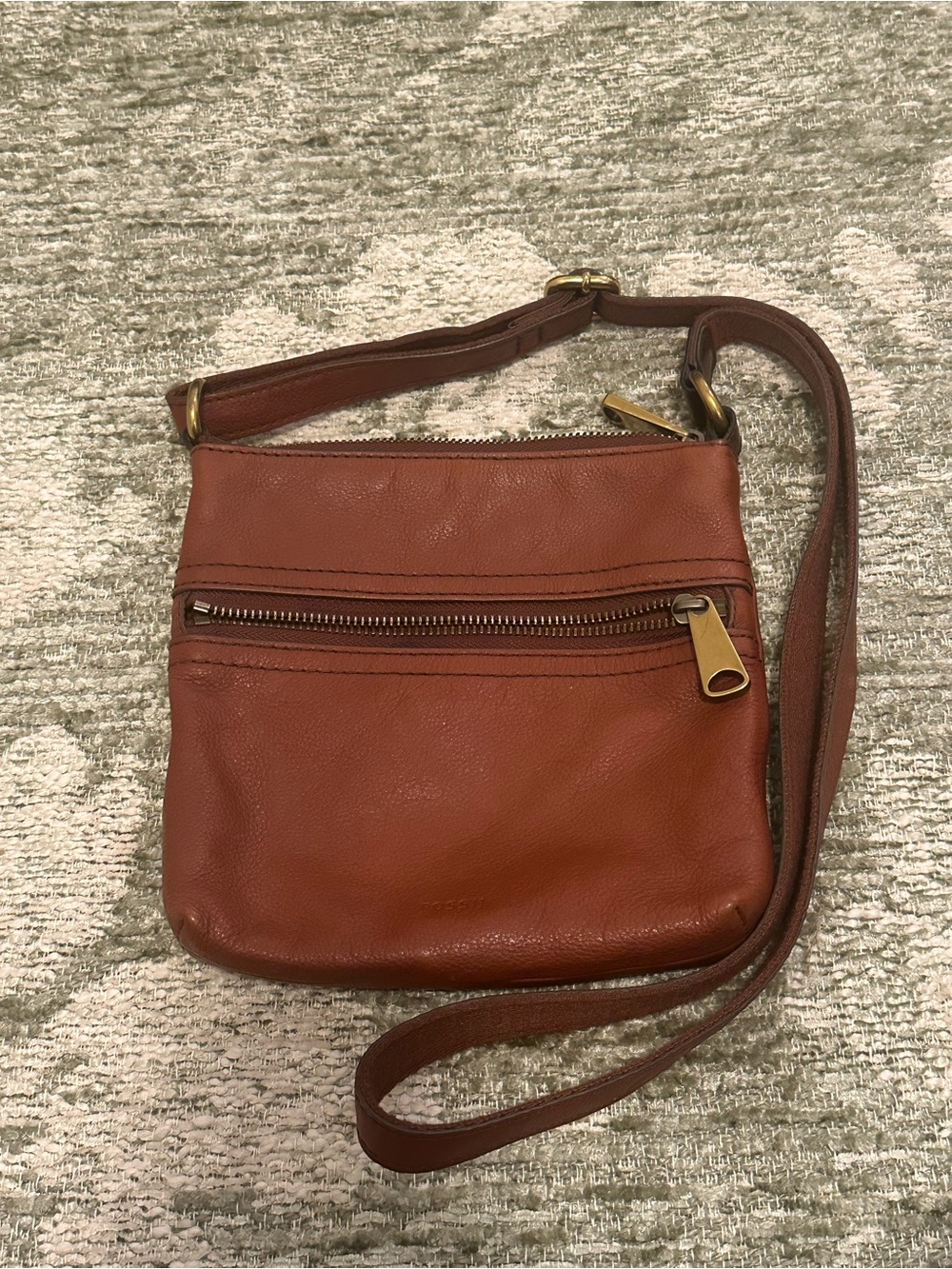 Fossil Leather Crossbody Bag in Warm Brown